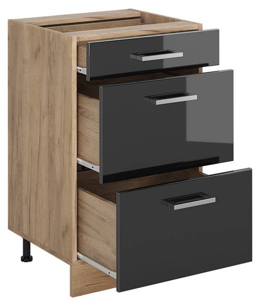 Keukenonderkast R-Line 69898 hoogglans antracietkleurig - eikenhouten look - Breedte: 50 cm