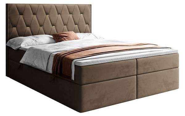 Kontinentalbett mit Bettkasten IZOLDA Dunkelbraun - Liegefläche Breite: 160 cm