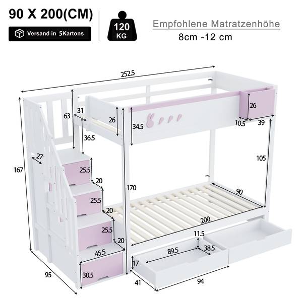 Etagenbetten K-1010 Rosé
