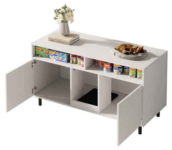 Katzentoiletten-Schrank CP09 Weiß - Holzwerkstoff - 66 x 66 x 120 cm