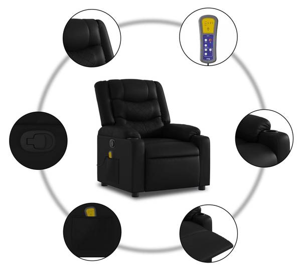 Massagesessel 3032758 Schwarz - Mischgewebe - 77 x 99 x 93 cm
