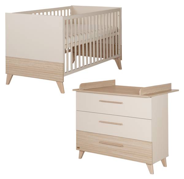 Babyzimmers-Set Sidney 2-teilig Beige - Holzwerkstoff