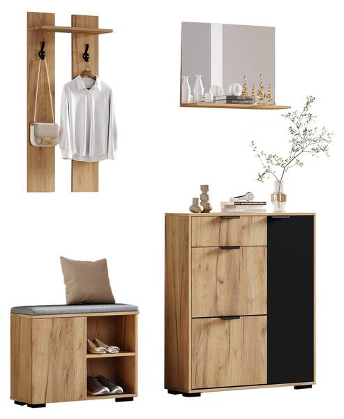 Garderobenset NaturSHEF Braun - Holzwerkstoff - 35 x 139 x 140 cm