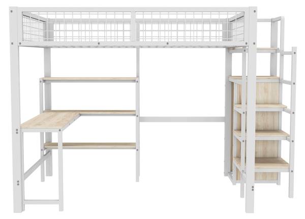 Hochbett BB2452 Weiß - Massivholz - 145 x 180 x 249 cm