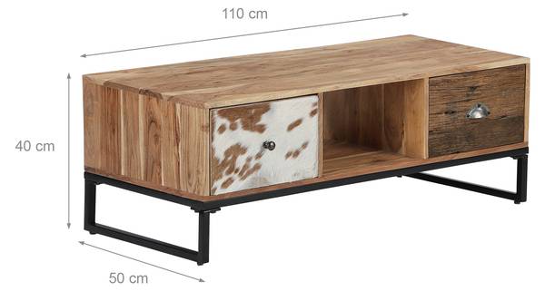 TV-Lowboard Braun - Samt - Akazie - Stahl - 50 x 40 x 110 cm