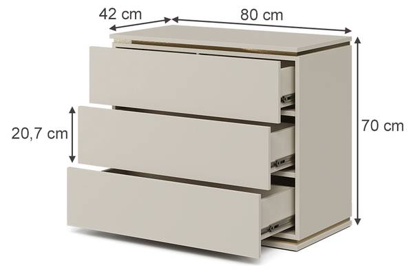 Kommode Linette 57965 Beige - Holzwerkstoff - 80 x 70 x 42 cm