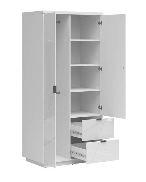 Drehtürenschrank Forn Weiß - Holzwerkstoff - 94 x 201 x 57 cm