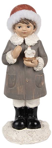 Beeld Kind Xmas-Peter grijs - kunststof - 6 x 14 x 6 cm