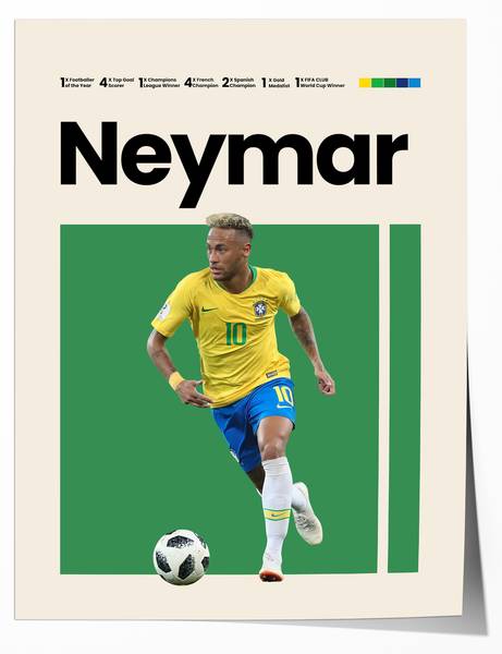 Poster Mbappe Ronaldo Messi Neymar Fußba Naturfaser - 21 x 30 x 1 cm