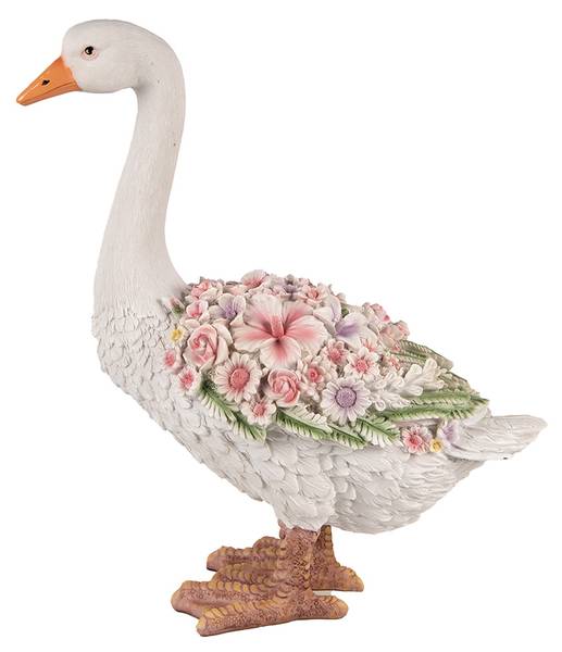 Beeld Gans Deko&August wit - kunststof - 22 x 45 x 37 cm