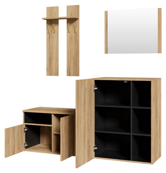 Garderobenset MUHENA415(4er Set) Braun - Holzwerkstoff