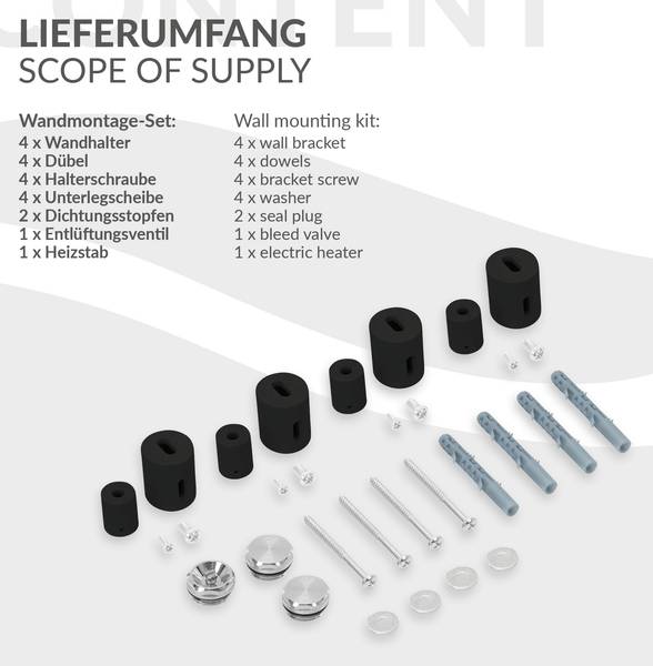 Badheizkörper MITO Schwarz - Metall - 3 x 140 x 50 cm
