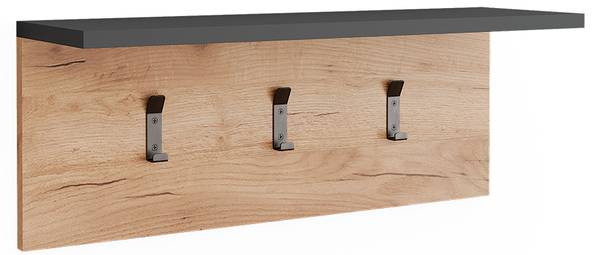Wandkapstok Orlando 54578 bruin - grijs - plaatmateriaal op houtbasis - 60 x 22 x 18 cm