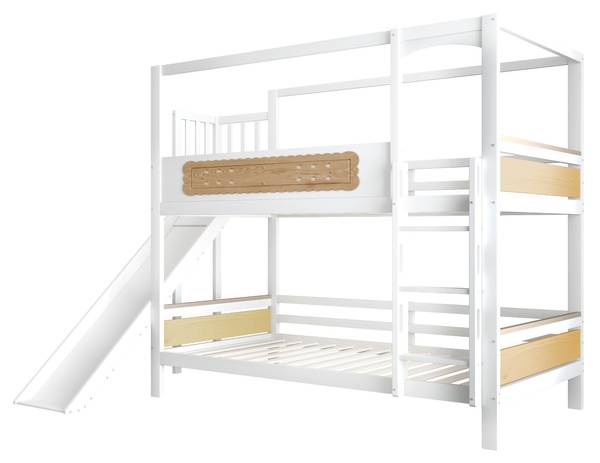 Lit superposé Dioscuri Ⅳ Marron - Blanc - Bois manufacturé - Bois massif - 176 x 180 x 247 cm