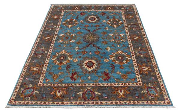 Orientteppich Oriental Blau - Naturfaser - 155 x 1 x 209 cm