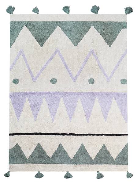 Laagpolig ALAKOL beige - zwart - groen - violet - bamboe - 140 x 200 cm