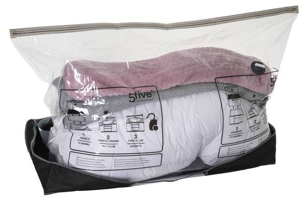 Housse rangement sous vide lit AIR Noir - Matière plastique - 45 x 15 x 100 cm