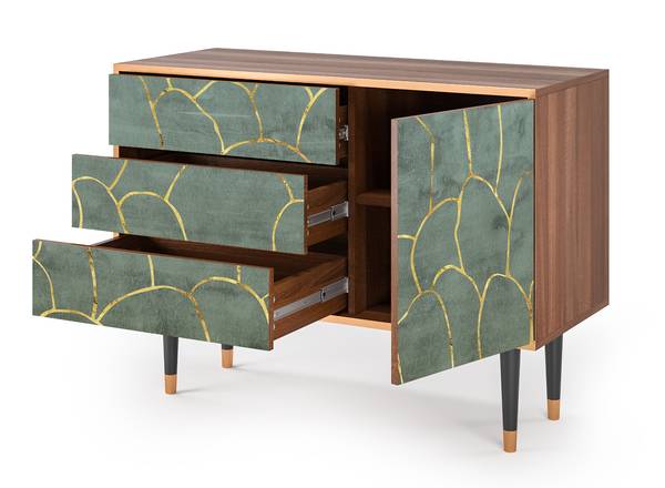 Sideboard S3 Walnuss Blau - Holzwerkstoff - 115 x 84 x 41 cm