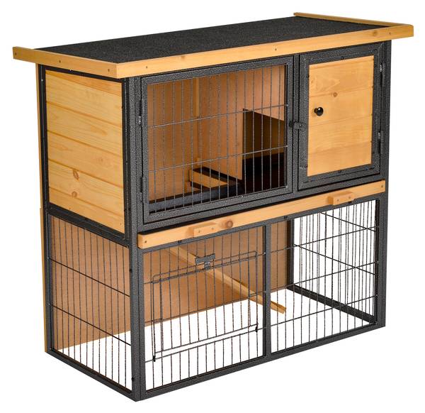 Kleintierkäfig D51-176 Gelb - Massivholz - 45 x 81 x 90 cm