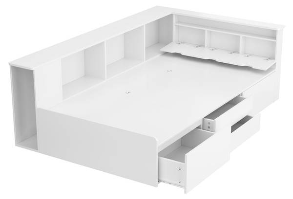 Jugendbett Levi Weiß - Holzwerkstoff - Massivholz - 118 x 66 x 213 cm