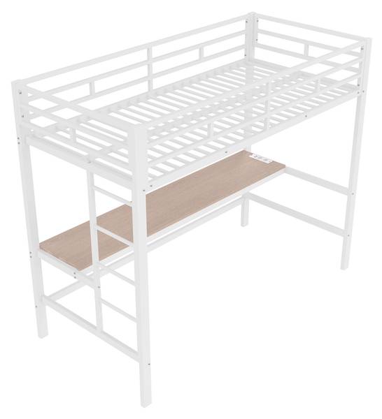 Hochbett Markus Weiß - Holzwerkstoff - Metall - 95 x 183 x 204 cm