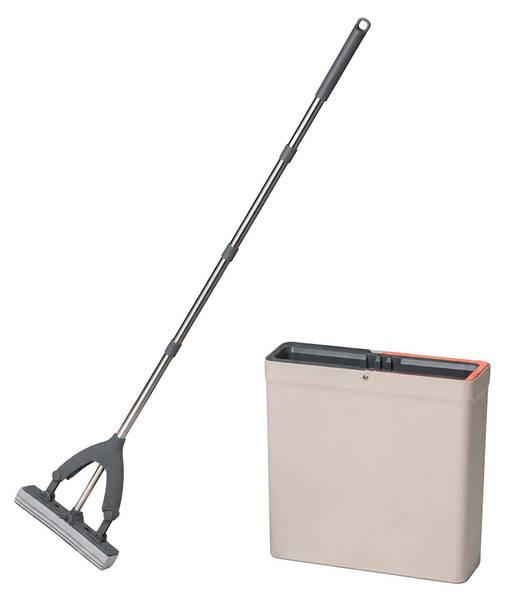 Schwamm Wischmopp Set mit 3 Kammern Beige - Grau - Orange - Metall - Kunststoff - 34 x 29 x 11 cm
