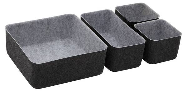 Schubladen-Organizer FELTIA 4er-Set Schwarz