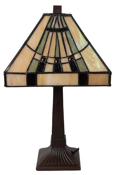 Tiffany Tischlampe Yue Beige - Glas - 23 x 38 x 23 cm