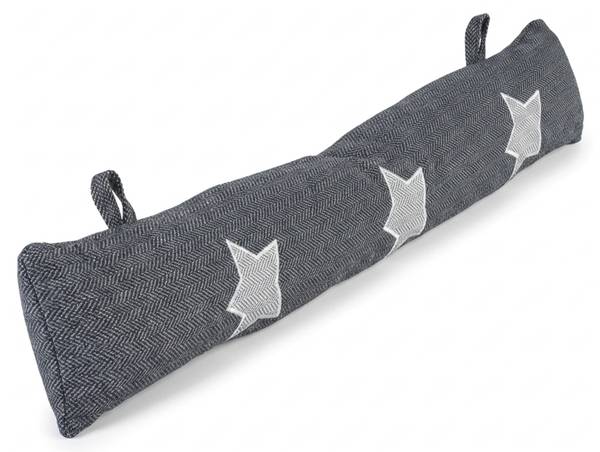 Zugluftstopper Grau - Weiß - Polyester - 76 x 10 x 7 cm