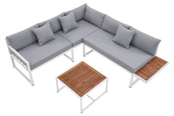 Gartenmöbel Lounge St Tropez (2er Set) Weiß - Metall - 192 x 77 x 219 cm