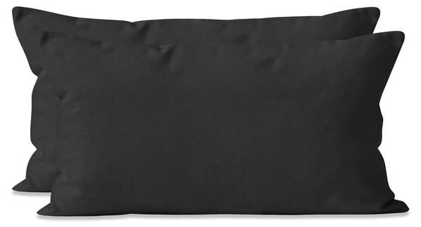 2er Set Kissenbezüge | Renforcé |40x80cm Schwarz