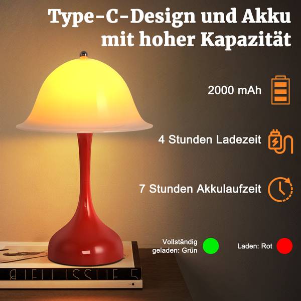 Tafellamp Adele Ⅲ Rot - Metall - 9 x 16 x 25 cm