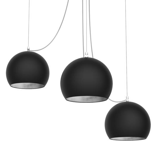 Pendelleuchte Joe Schwarz - Silber - Metall - 25 x 20 x 25 cm