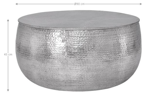 Couchtisch Silber - Samt - Aluminium - 90 x 45 x 90 cm