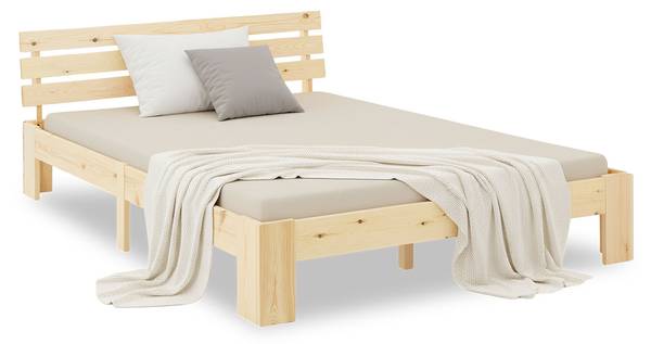Holzbett mit Matratze 2262 Braun - Breite: 124 cm