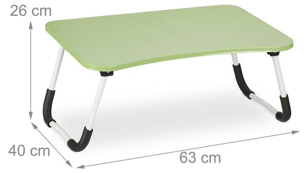 Table de lit ordinateur portable en vert Noir - Vert - Blanc - Fer - 63 x 26 x 40 cm