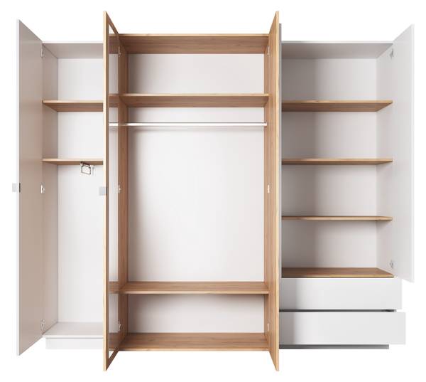 Kleiderschrank Marseille Weiß - Holzwerkstoff - 230 x 203 x 52 cm