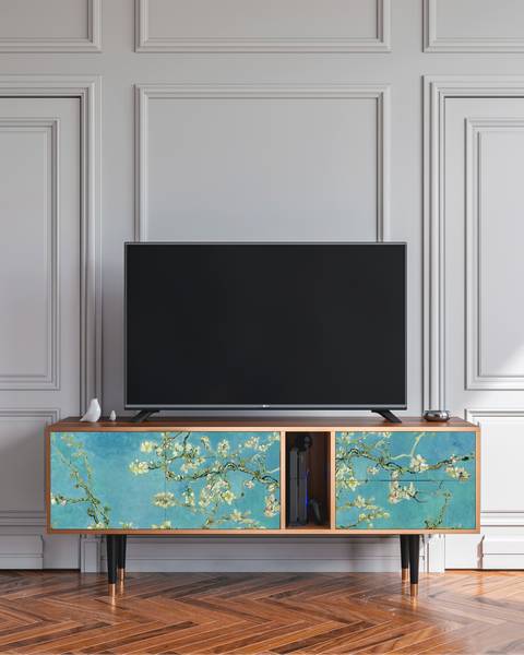 TV-Lowboard T1 Walnuss Blau - Holzwerkstoff - 170 x 69 x 48 cm