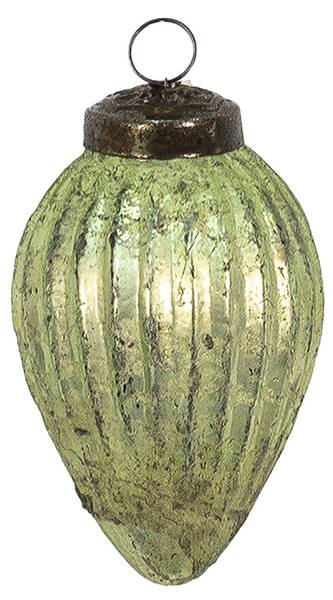 Kerstbal Snow 36752 groen - glas - 5 x 7 x 5 cm