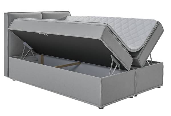 Boxspringbed met opbergruimte Clara grijs - Breedte: 140 cm