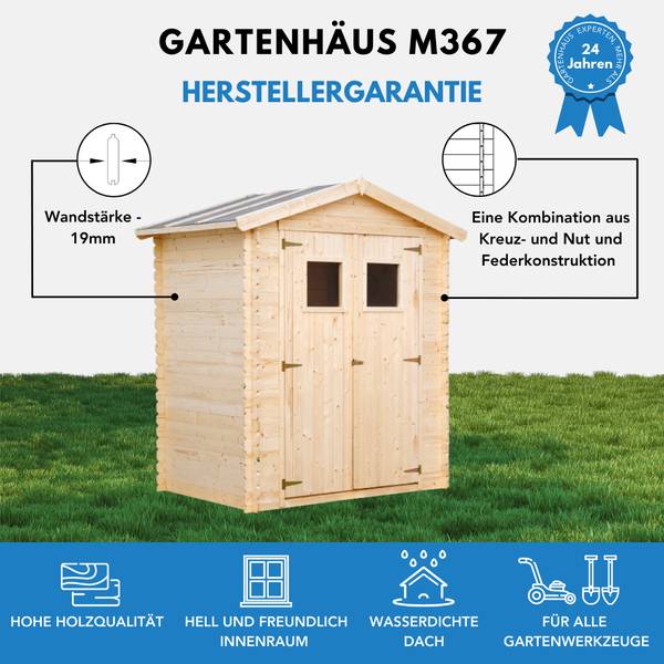 Gartenhaus M367 Höhe: 218 cm