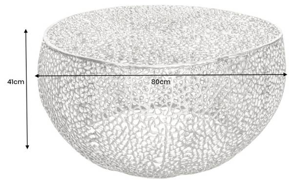 Couchtisch LEAF Silber - Metall - 80 x 41 x 80 cm