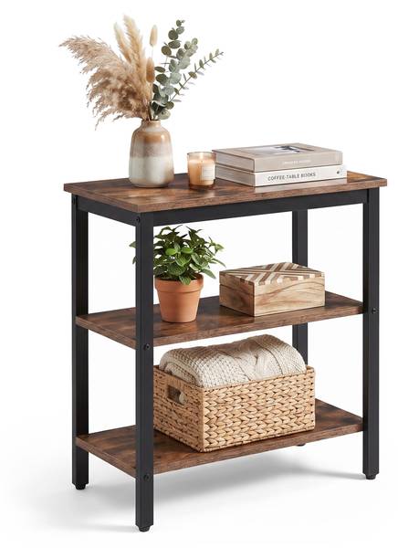 Beistelltisch 3 Ebenen Schwarz - Braun - Eisen - 60 x 61 x 30 cm