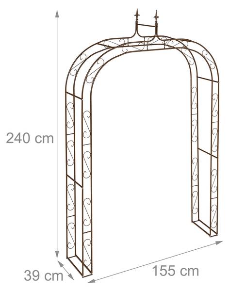 Rozenboog metaal 155 cm breed bruin - staal - 155 x 240 x 39 cm