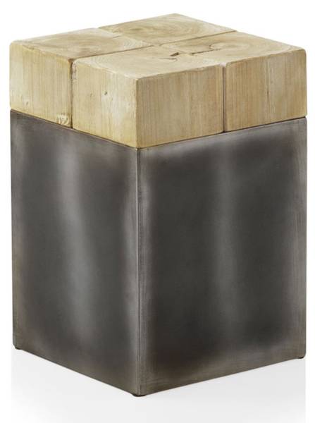 Hocker 10926 Silber - Holzwerkstoff - 30 x 45 x 30 cm