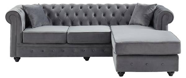 Sofa ohne Schlafmöglichkeit TOLEDO Grau - Textil - 163 x 72 x 228 cm