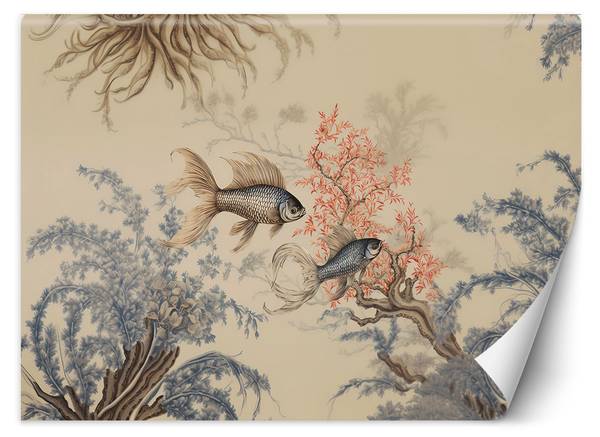 Papier peint poissons feng shui boho 100 x 70 cm