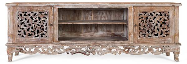 TV-Schrank 2321 Weiß - Massivholz - 42 x 64 x 190 cm
