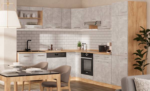 Eckunterschrank R-Line 53854 Braun - Grau - Chrom - 76 x 82 x 60 cm