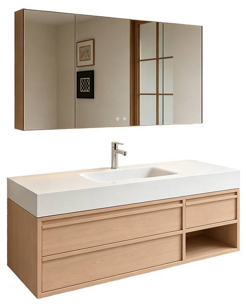 Waschbecken RW720JG-120 4er Set Braun - Glas - 55 x 15 x 120 cm
